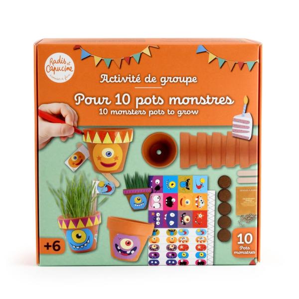 Radis et Capucine - Kit jardinage pour enfants - 10 pots à personnaliser - PACKAGING_RECTO